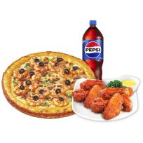 미스터피자 쉬림프골드M+핫윙8+콜라1.25L